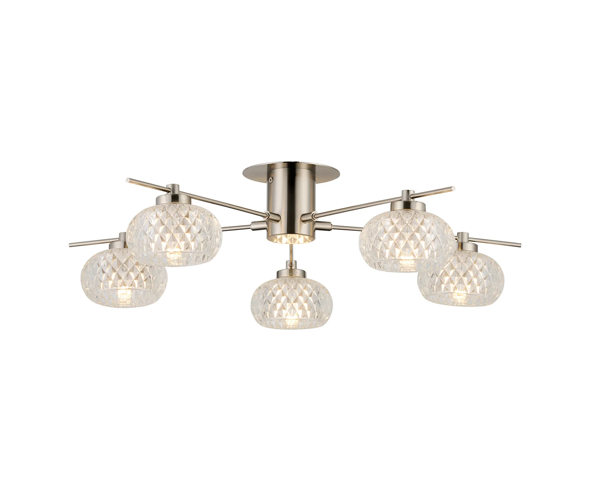 Wade Satin Nickel Ceiling Lights Deco Multi Arm Fittings